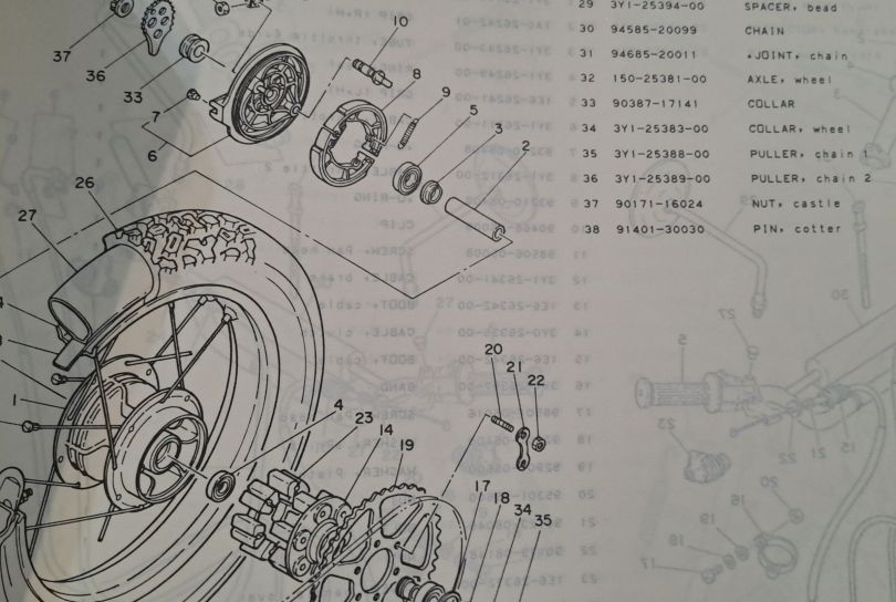 Manuale parti di ricambio Yamaha XT 250 1980