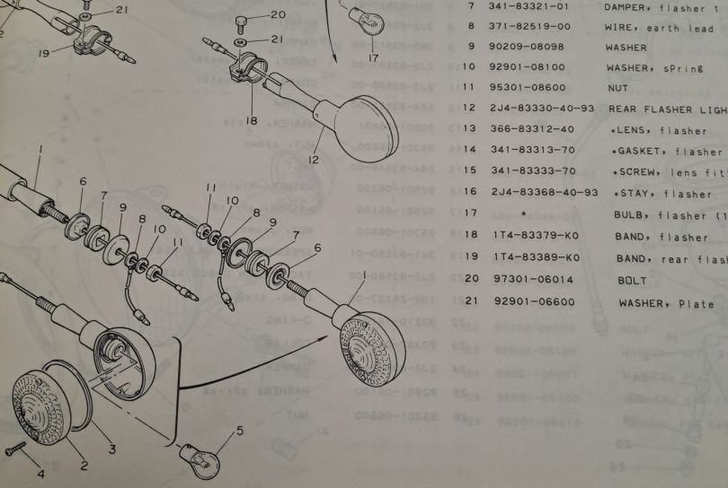 Manuale parti di ricmabio Yamaha SR 500 1981