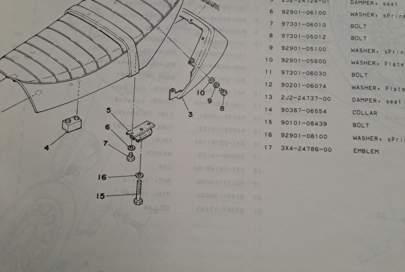 Manuale parti di ricmabio Yamaha SR 500 1981